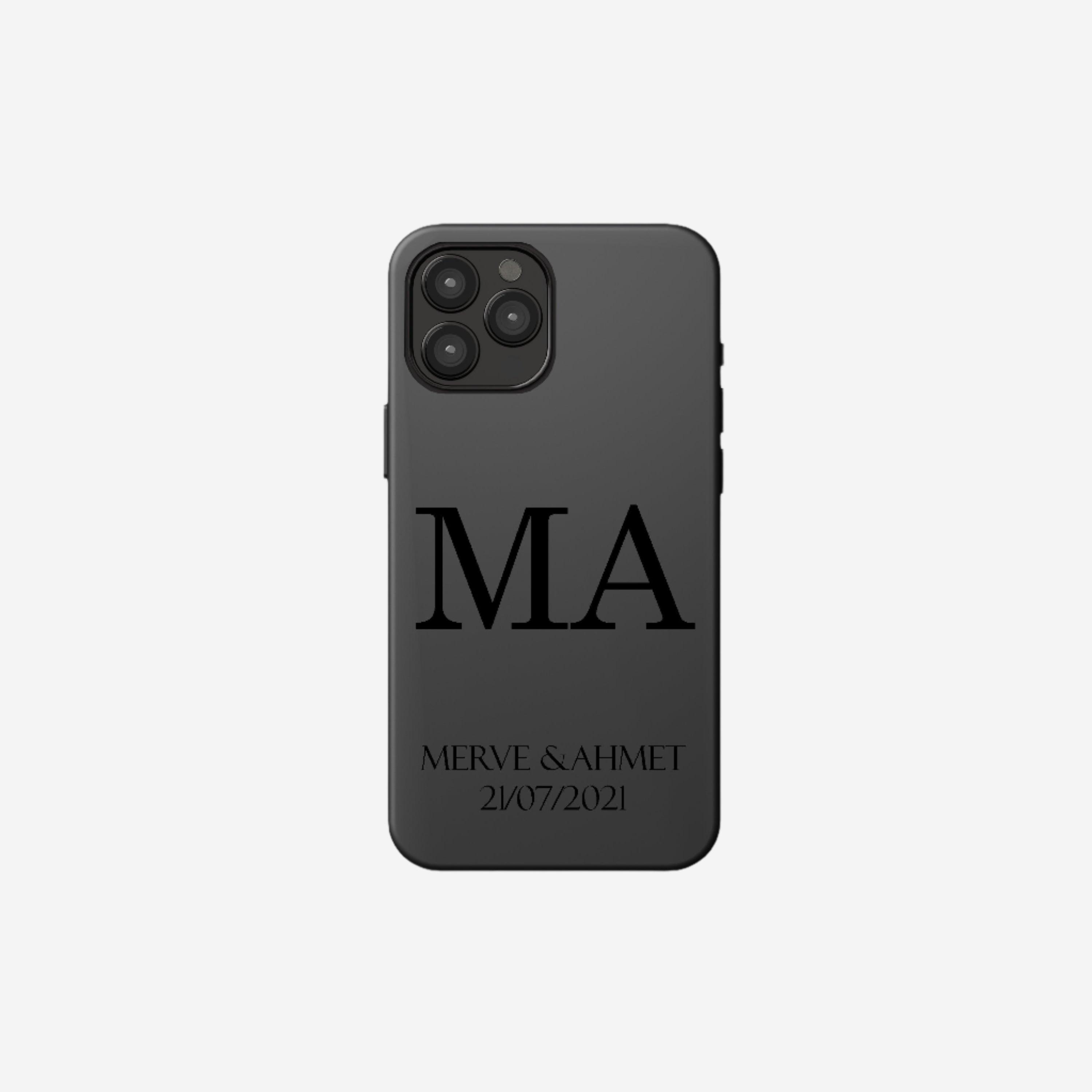 Personalisierte Handyhülle mit Initialen, Namen & Datum