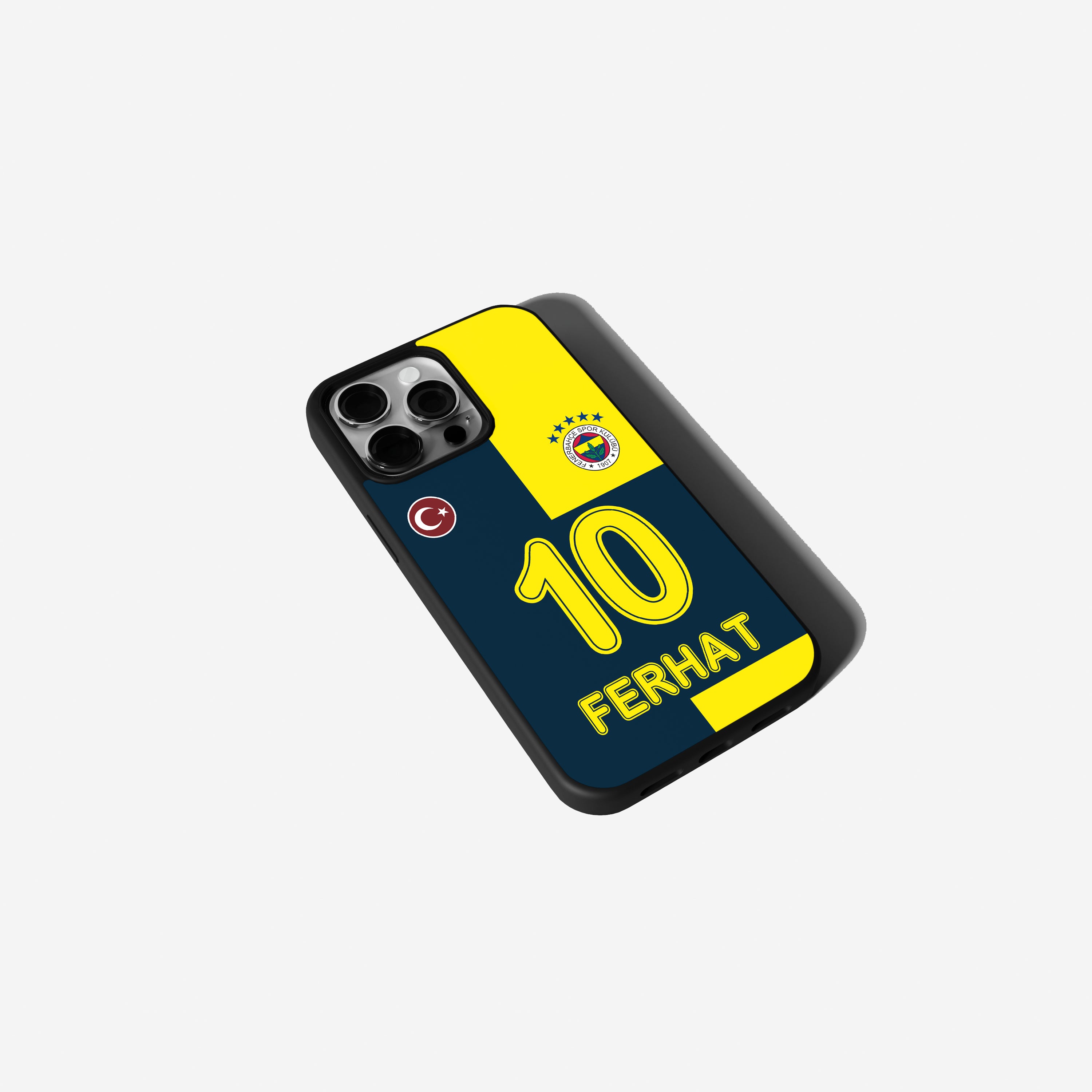 Fenerbahce Handyhülle im Trikot Design mit Name und Nummer Kanarya für iPhone & Samsung FB Fußball Cover Gelb Blau