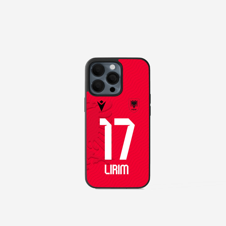 Albanien Handyhülle im Fußball Trikot Design, bedruckte Albania Phone Case mit Doppeladler und albanischen Nationalfarben in Rot-Schwarz