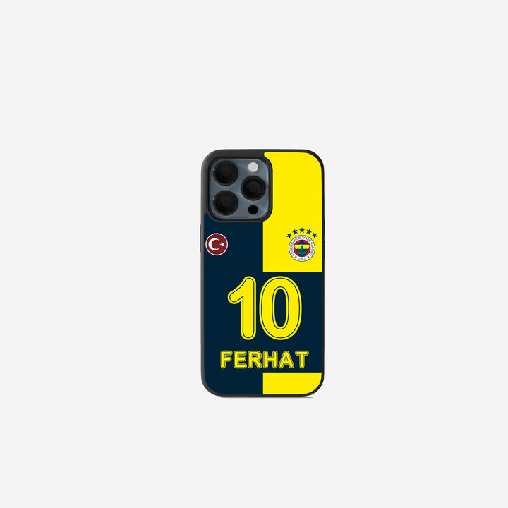 Fenerbahce Handyhülle im Trikot Design mit Name und Nummer Kanarya für iPhone & Samsung FB Fußball Cover Gelb Blau