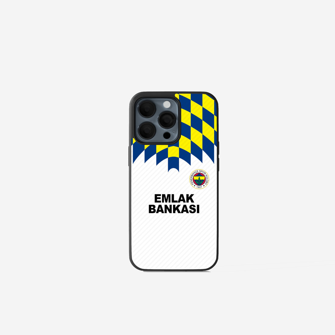 Hochwertige Fenerbahçe Retro Auswärtstrikot Handyhülle im nostalgischen Vintage Fußball Stil. Die glänzende Smartphone Hülle zeigt ein klassisches Gelb-Blau Heritage Design mit Vintage Fenerbahçe Logo, inspiriert von alten Süper Lig Zeiten.