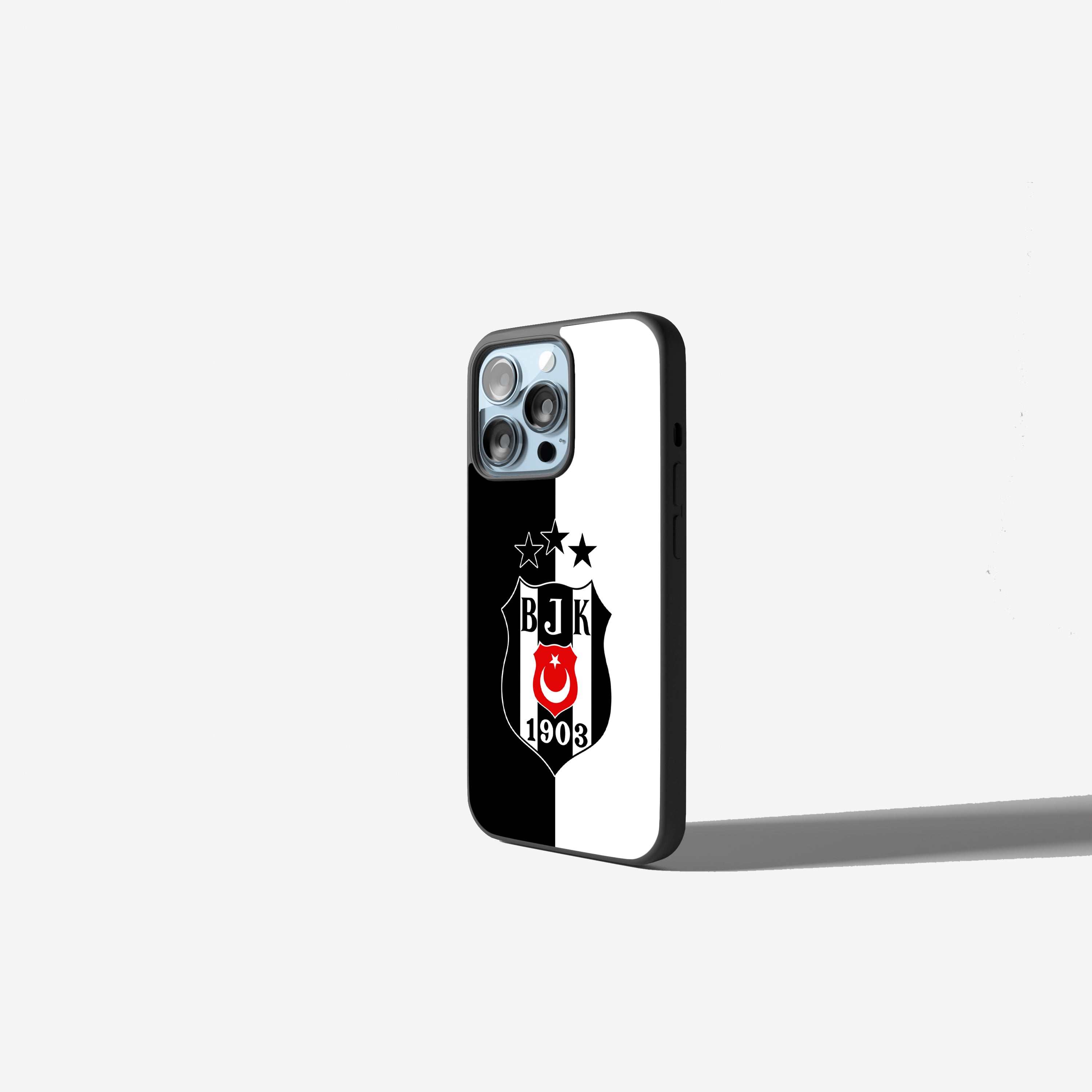 Beşiktaş Handyhülle im Schwarz-Weiß Design mit Logo