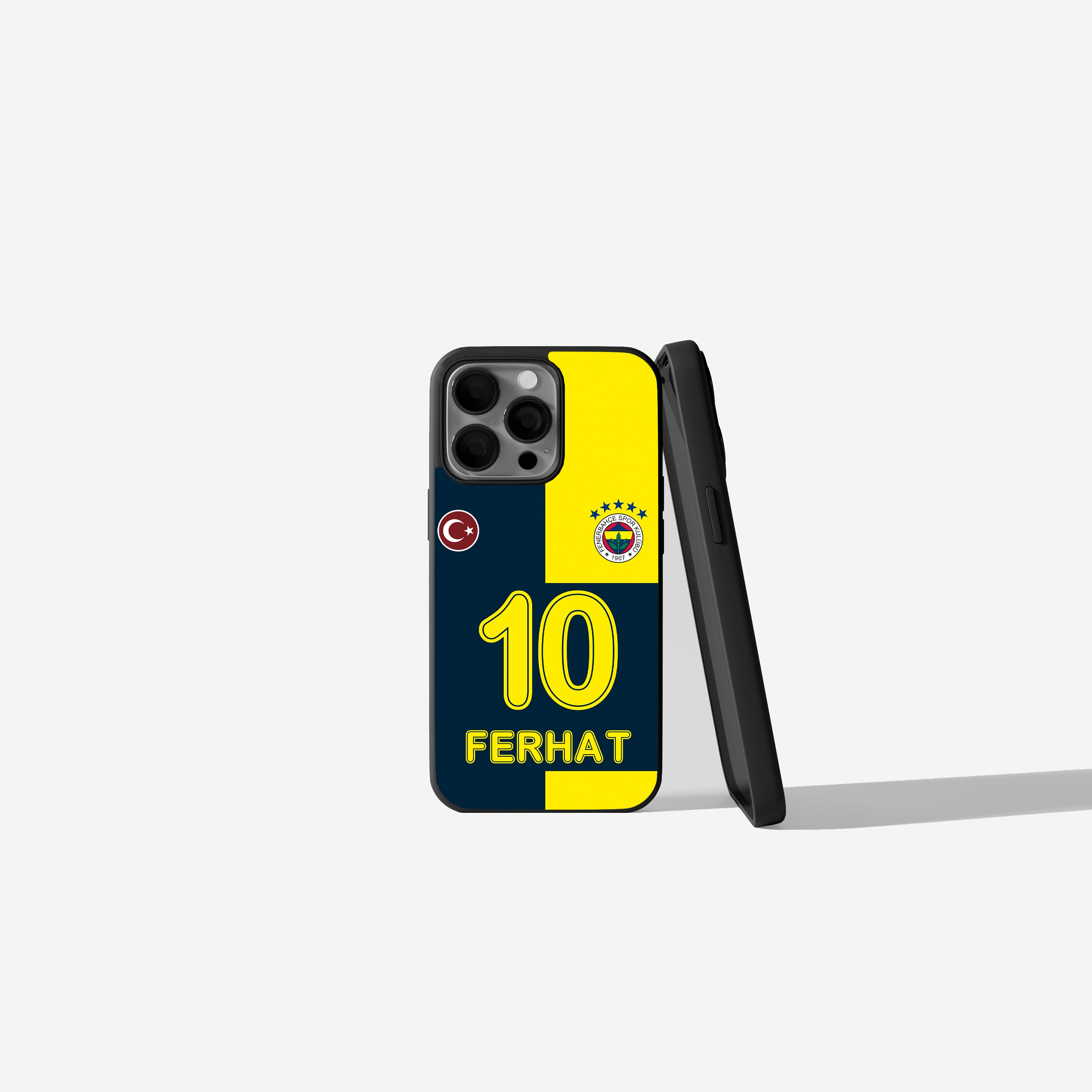 Fenerbahce Handyhülle im Trikot Design mit Name und Nummer Kanarya für iPhone & Samsung FB Fußball Cover Gelb Blau