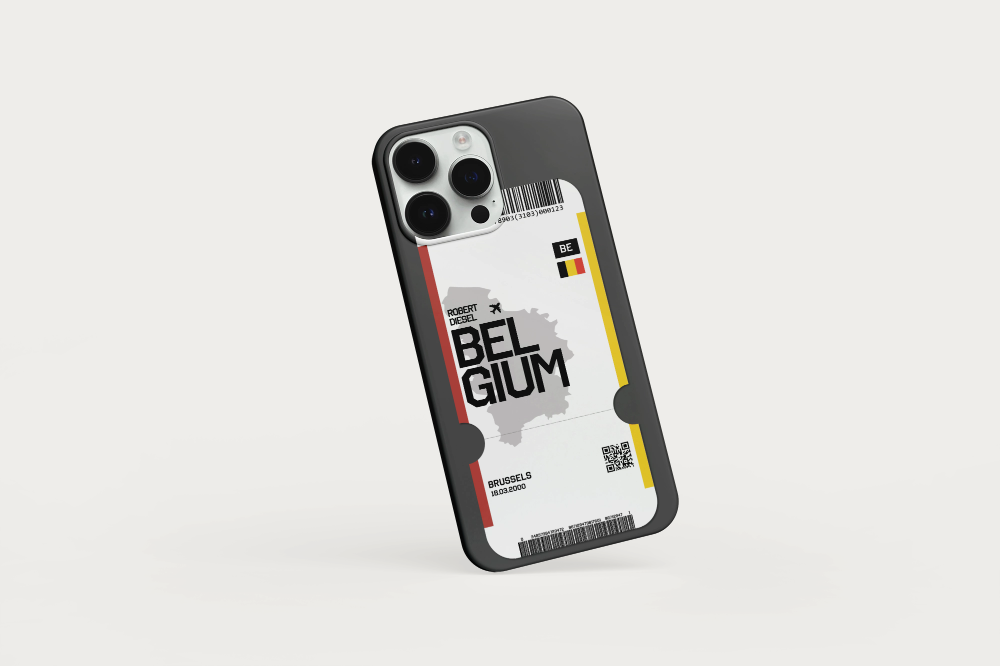 Personalisierte Belgien Handyhülle im Ticket-Design