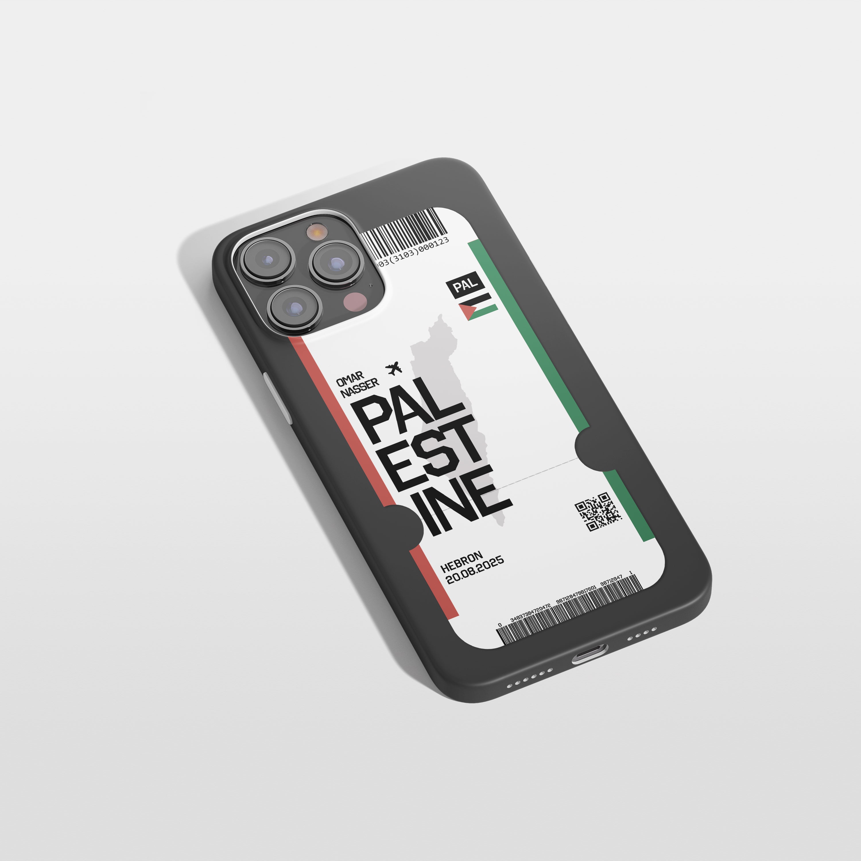 Palästina Handyhülle im Flugticket Design