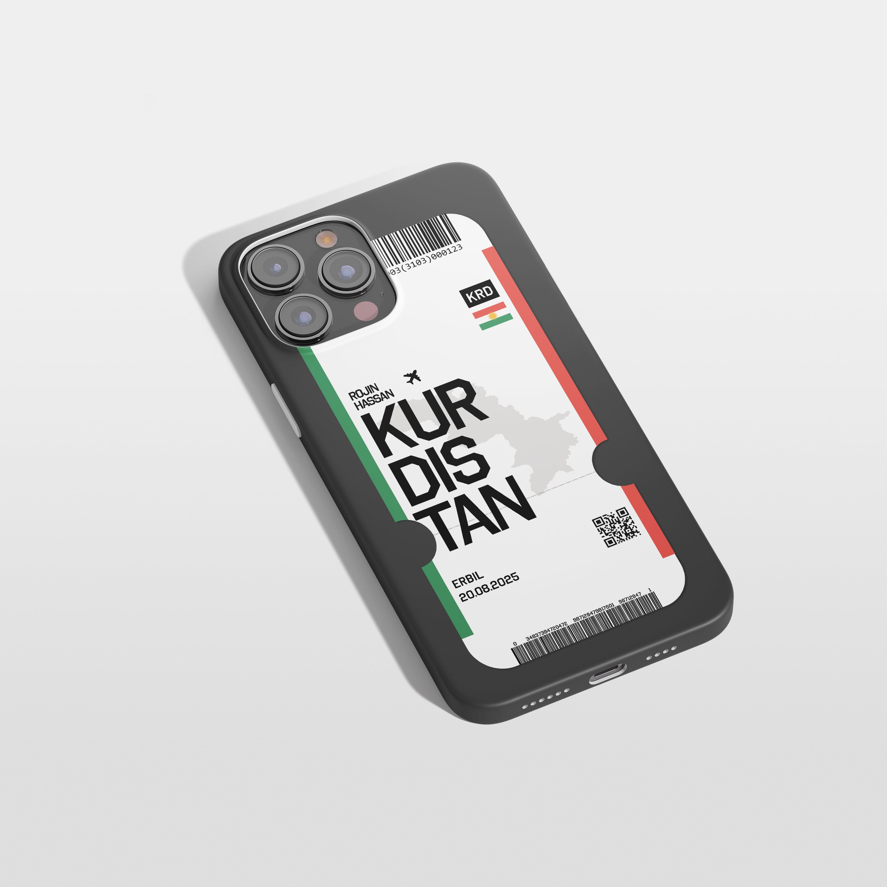 Kurdistan Handyhülle im Flugticket-Design