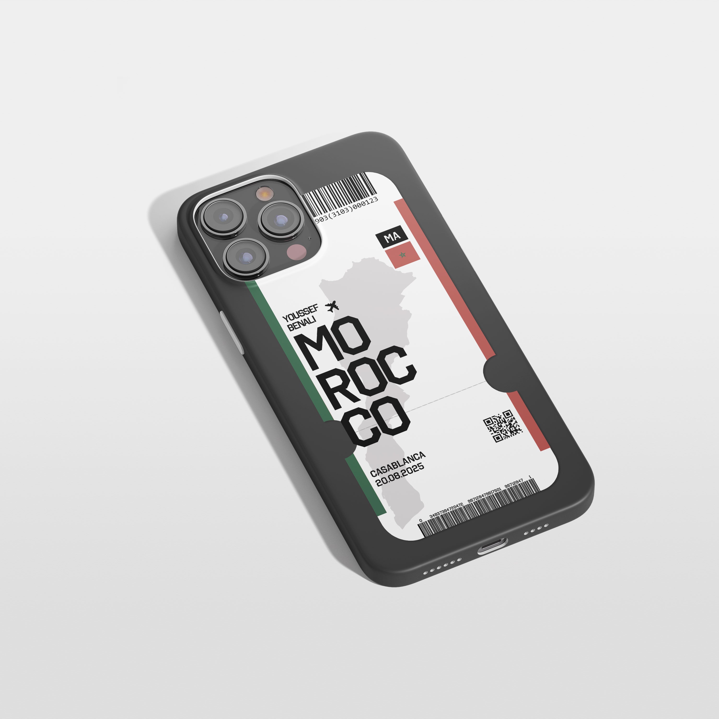 Marokko Handyhülle im Flugticket-Design