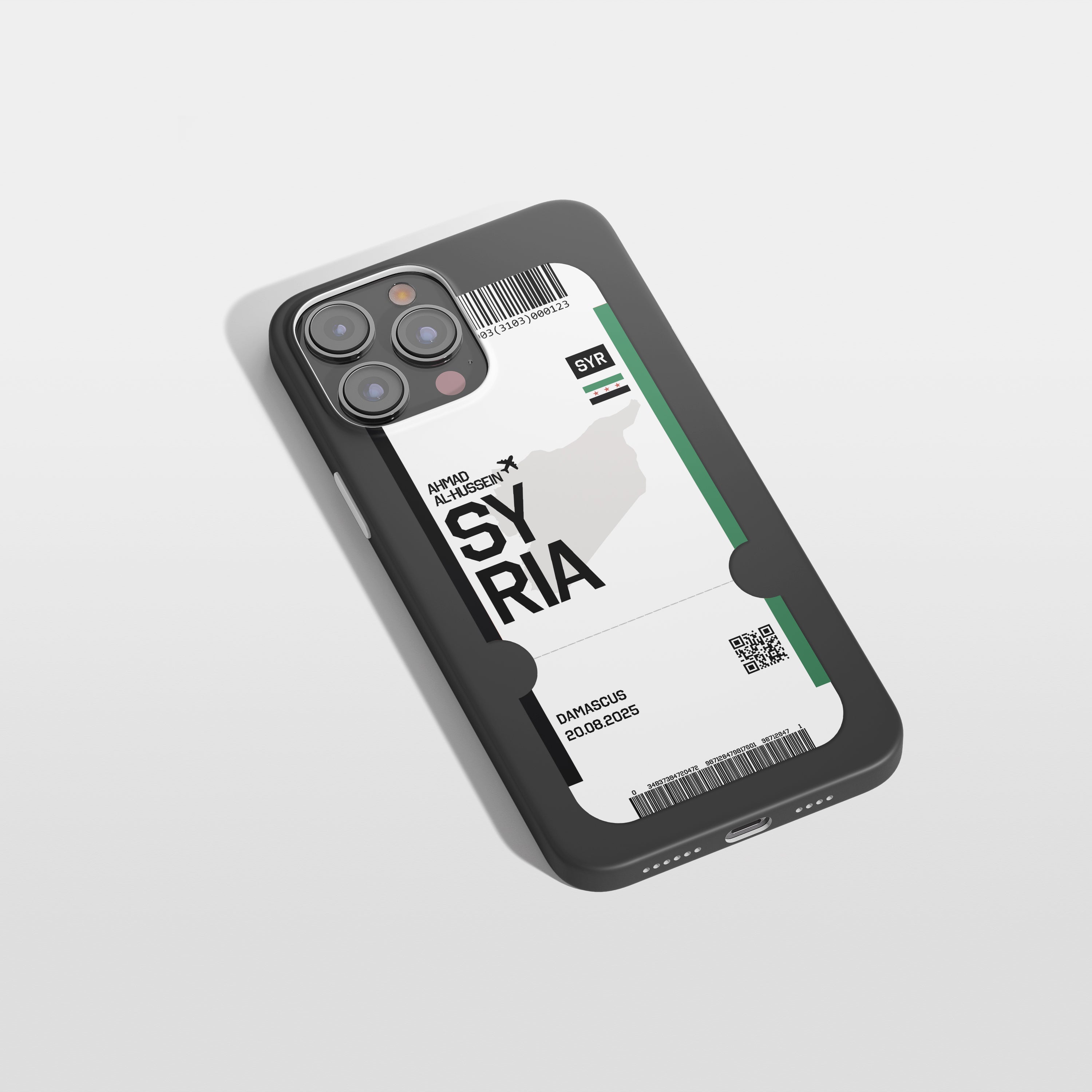 Syrien Handyhülle im Flugticket-Design