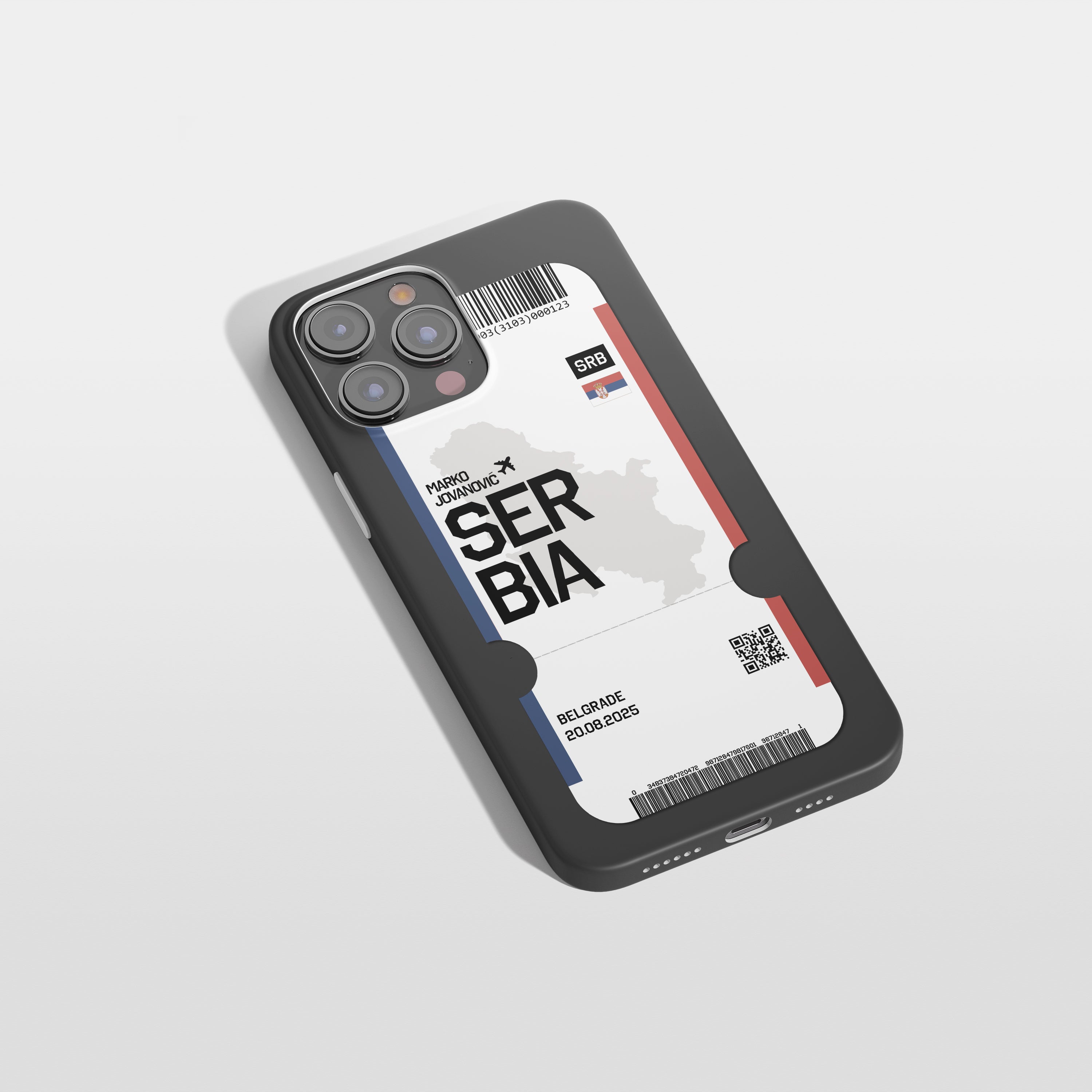 Serbien Handyhülle im Flugticket-Design