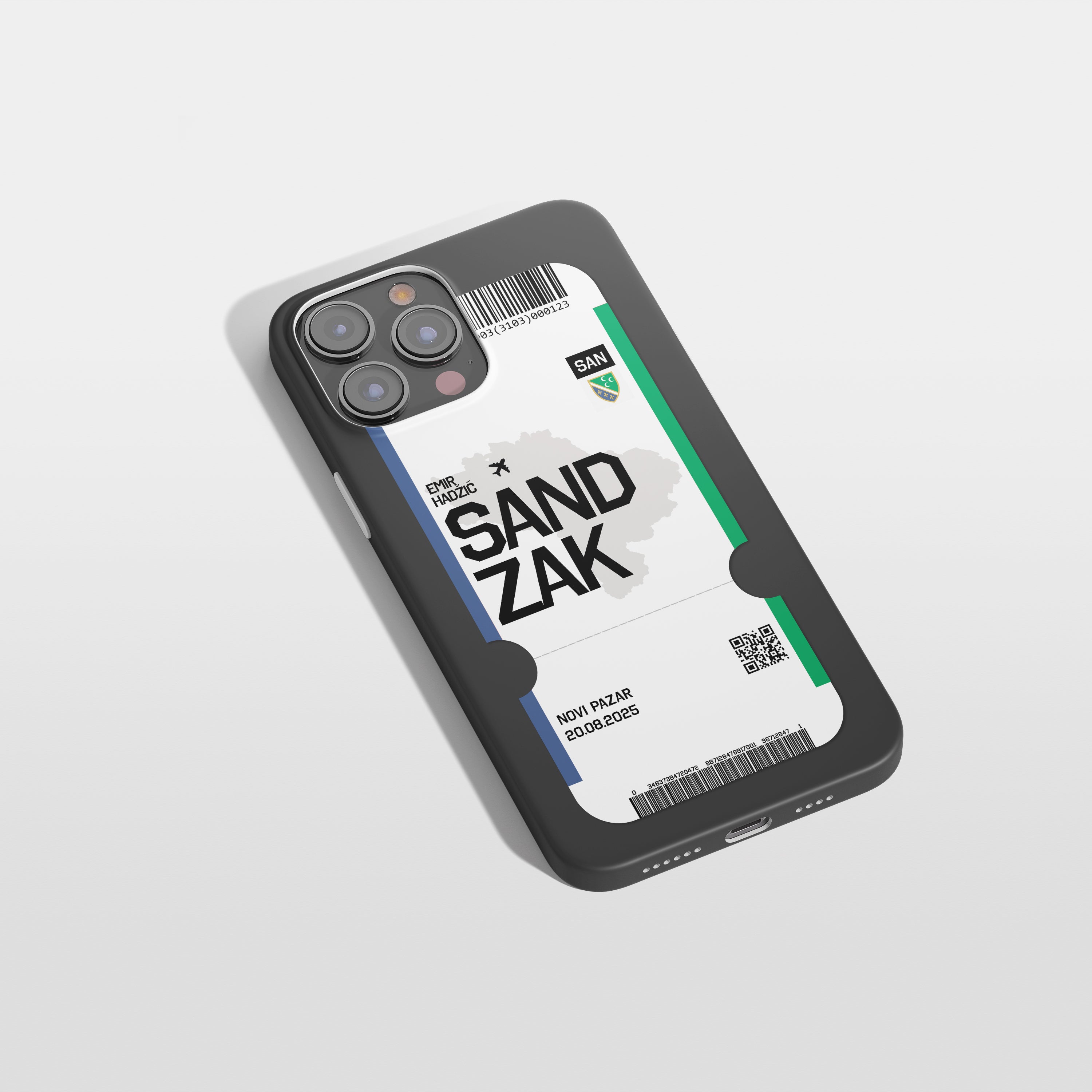 Sandžak Handyhülle im Flugticket-Design