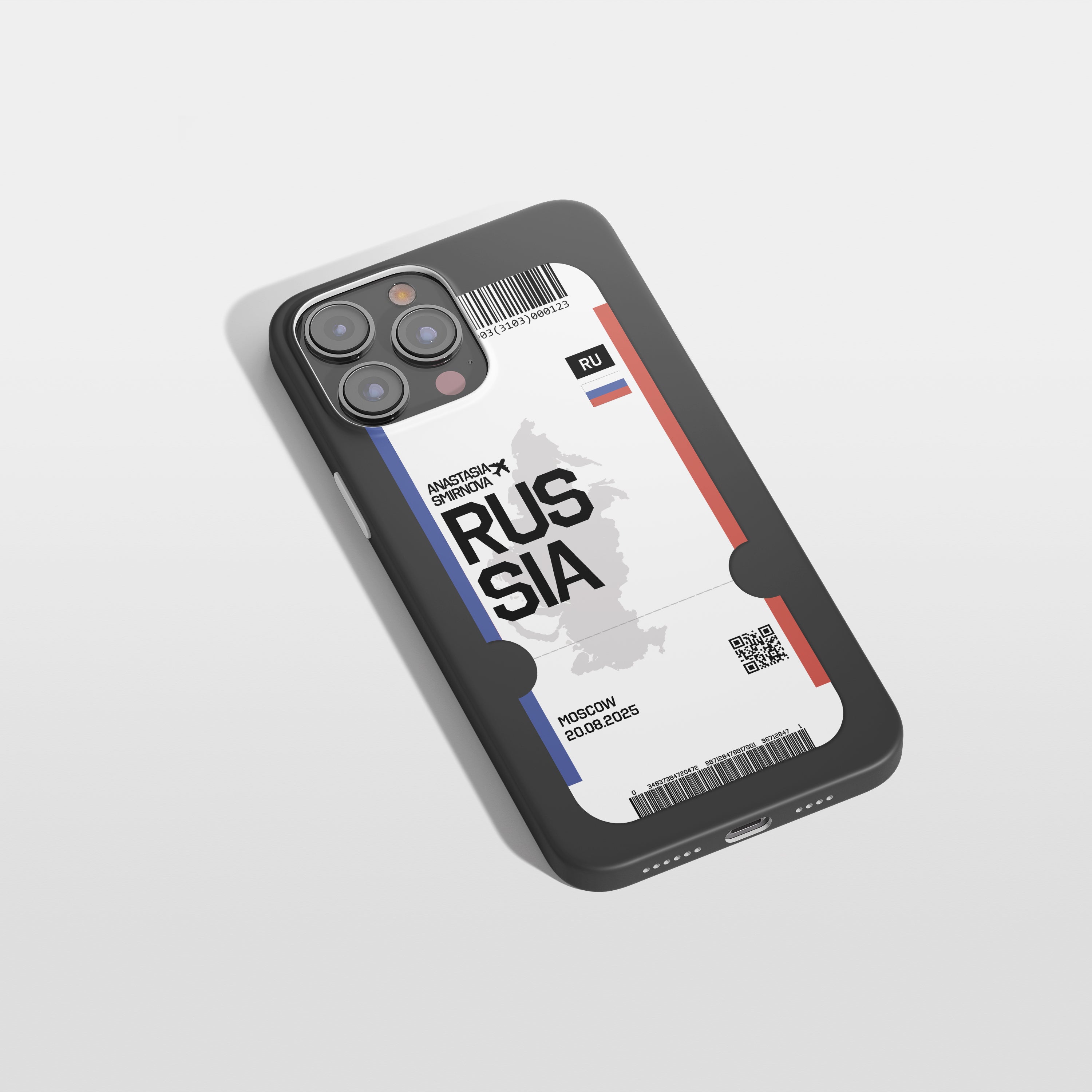 Russland Handyhülle im Flugticket-Design