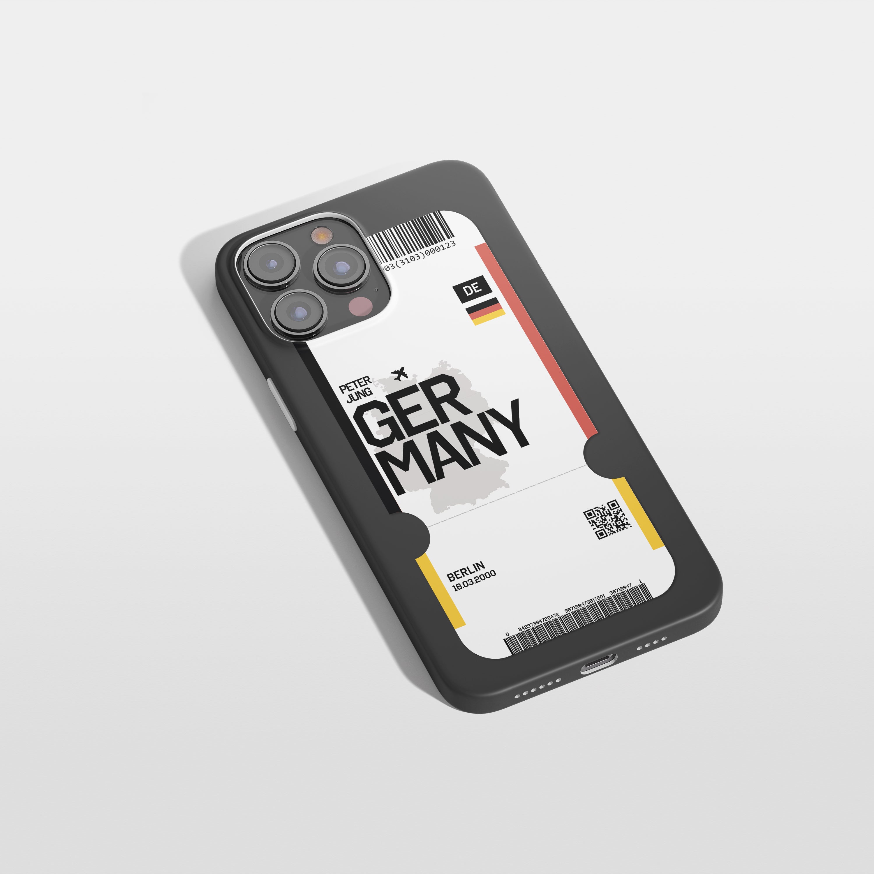 Deutschland Handyhülle im Flugticket-Design