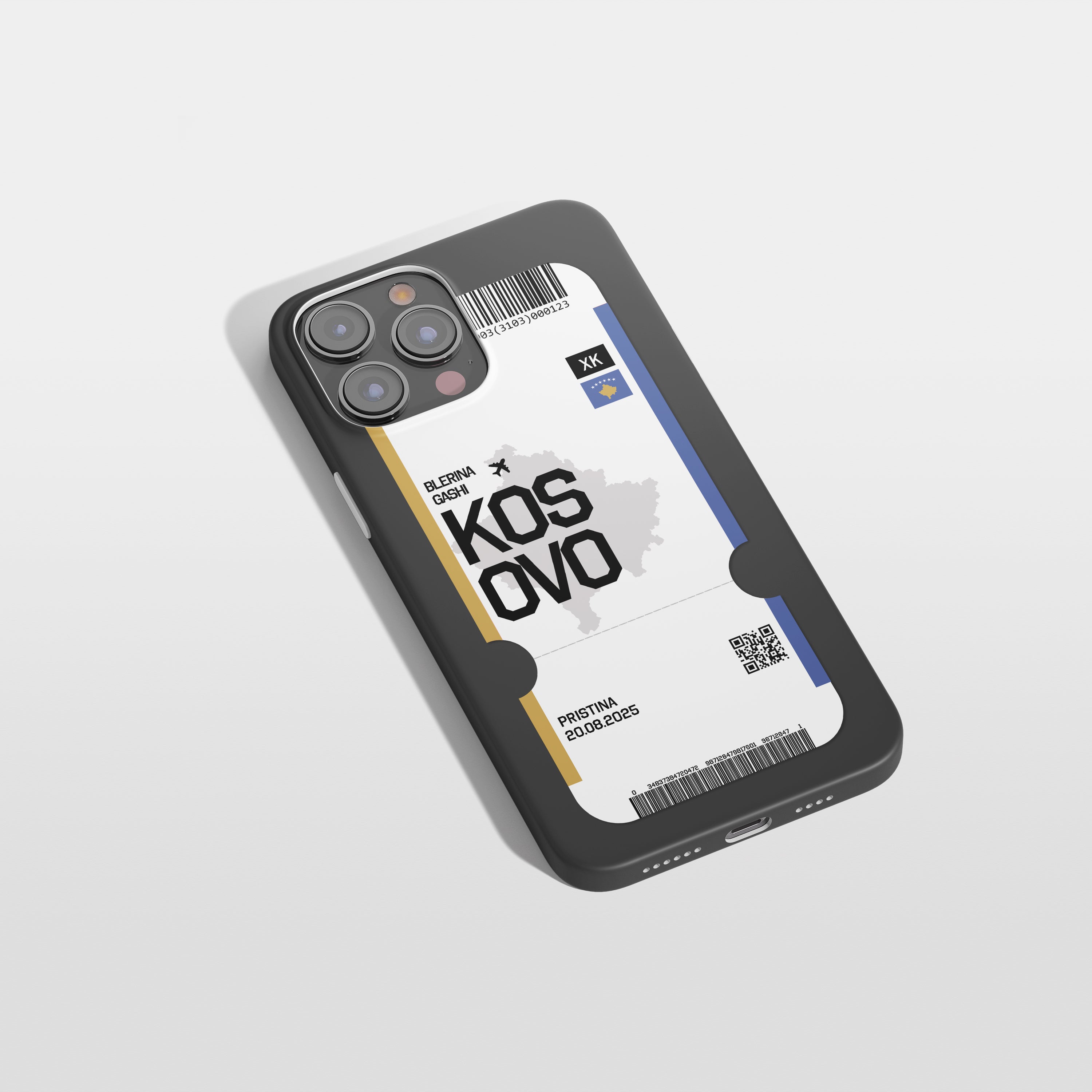 Kosovo Handyhülle im Flugticket-Design