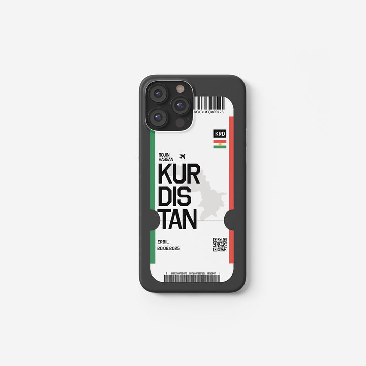 Kurdistan Handyhülle im Flugticket-Design