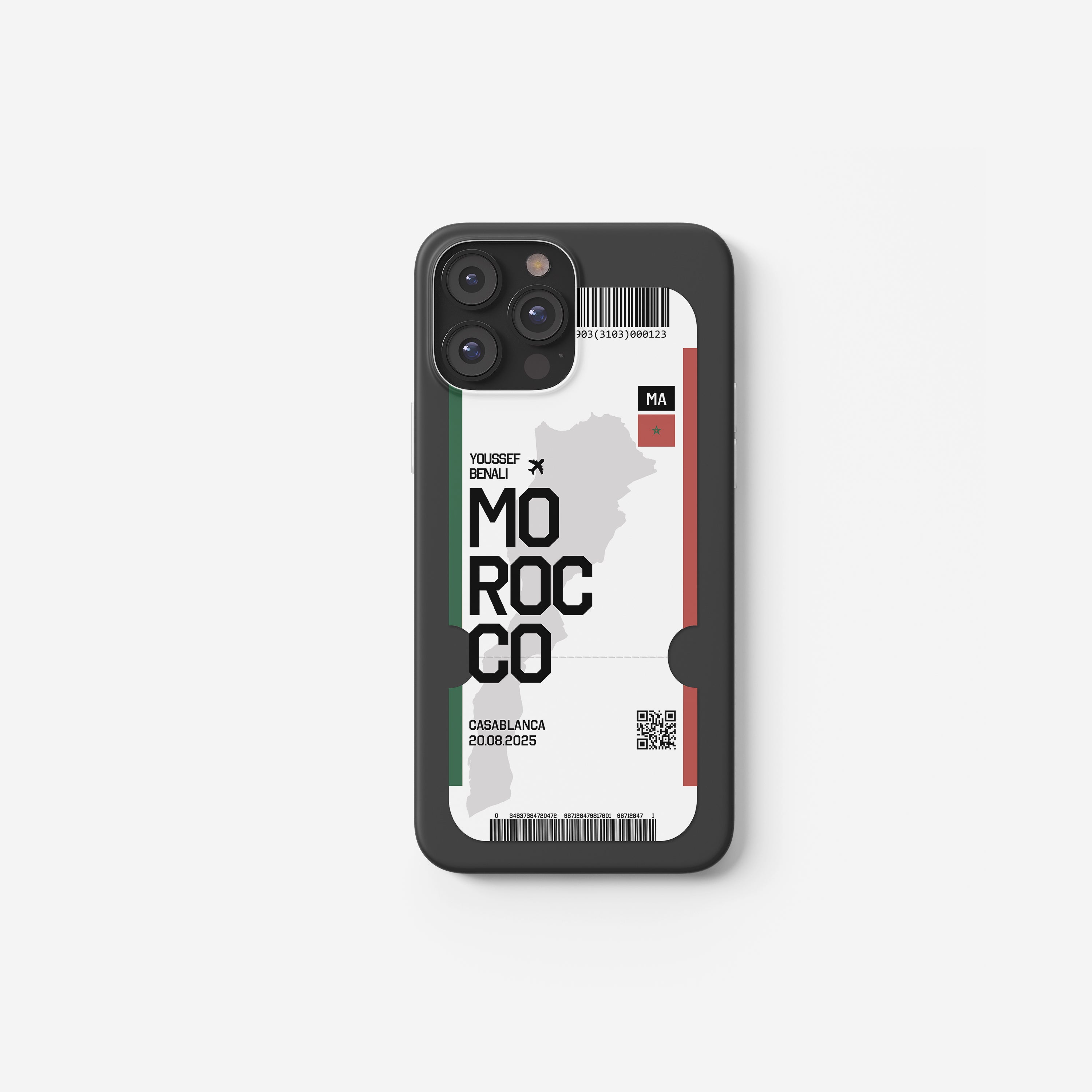 Marokko Handyhülle im Flugticket-Design