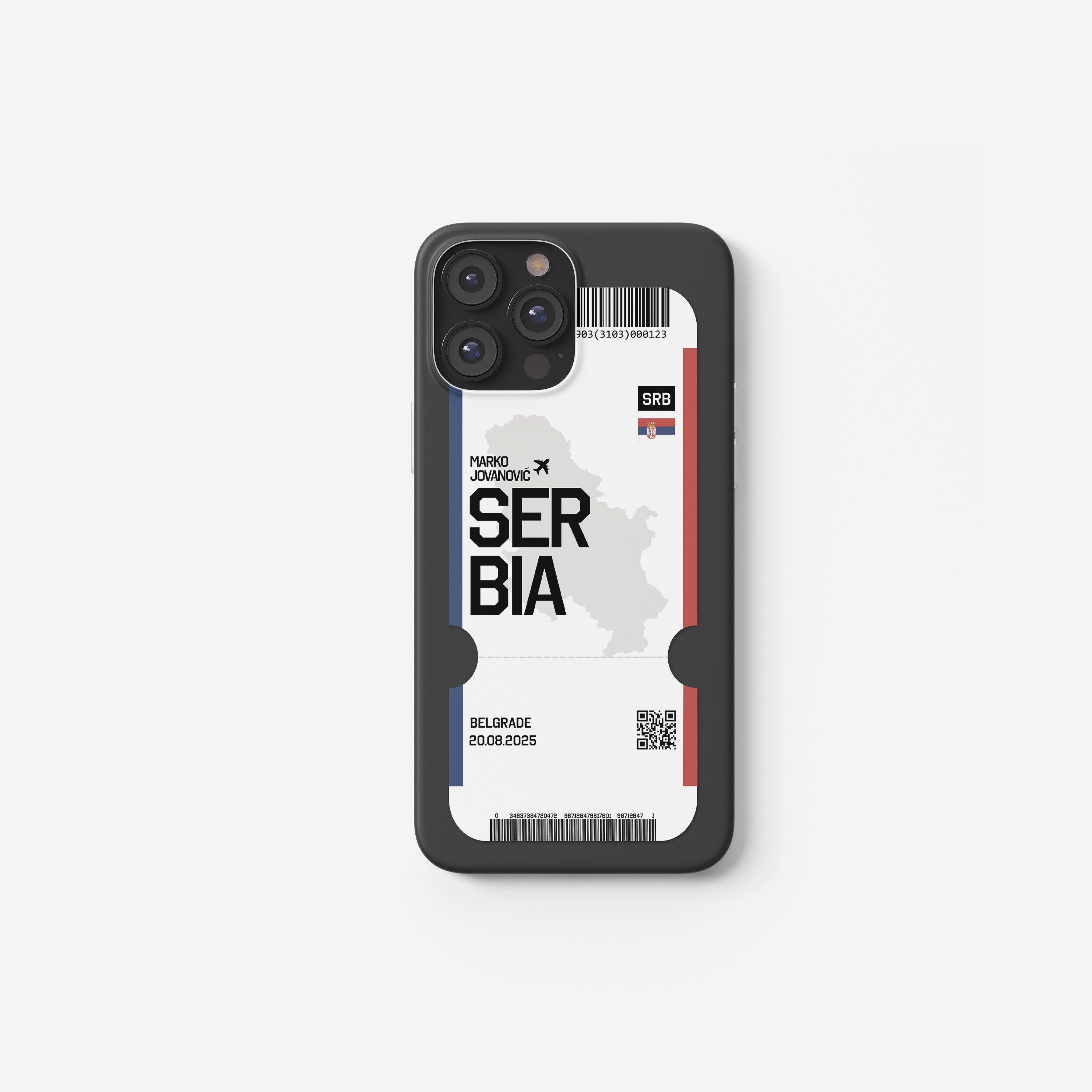 Serbien Handyhülle im Flugticket-Design
