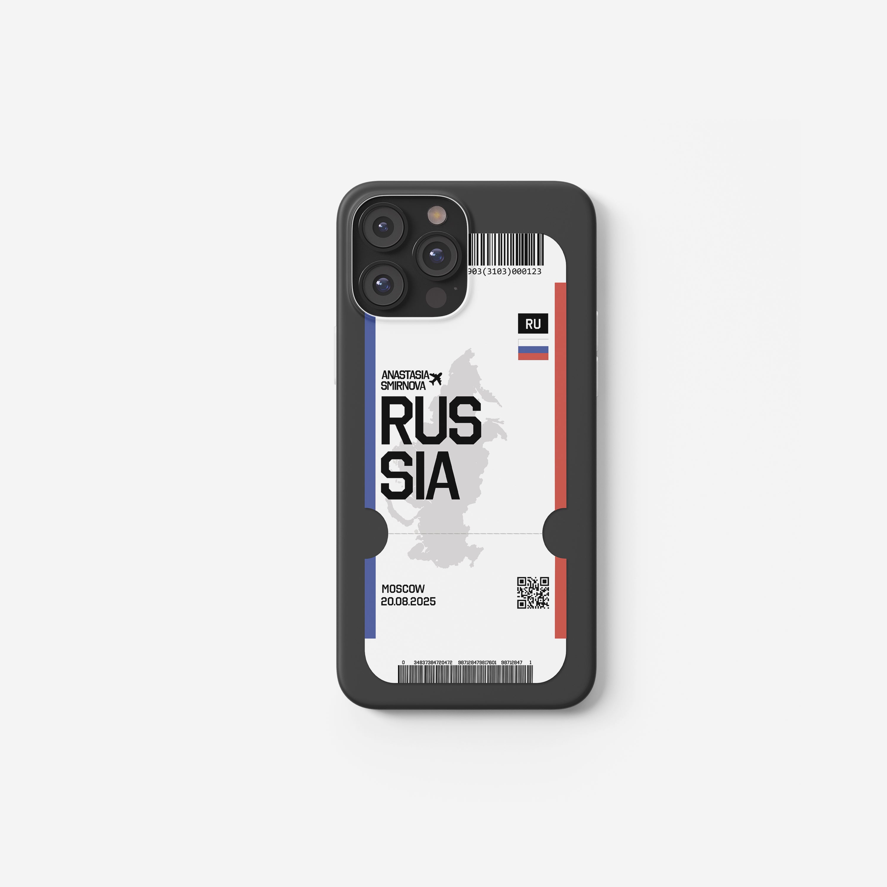 Russland Handyhülle im Flugticket-Design