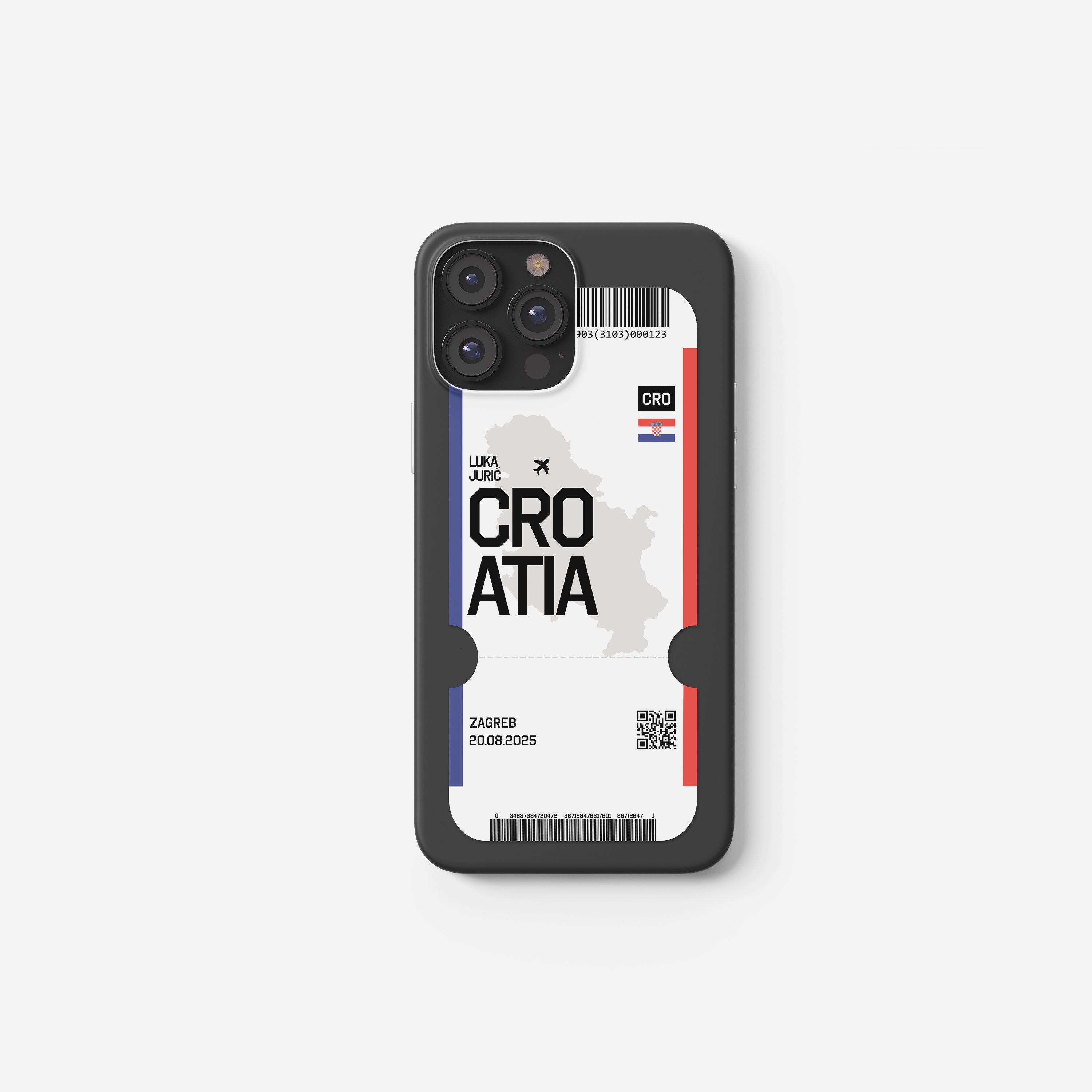 Kroatien Handyhülle im Flugticket-Design