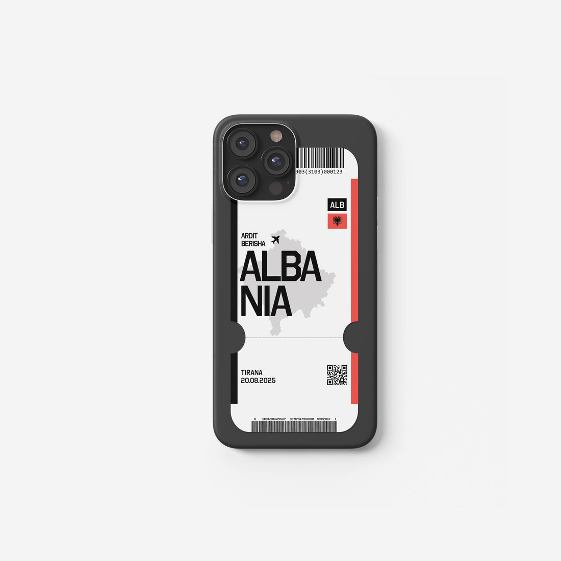 Albanien Handyhülle im Flugticket-Design
