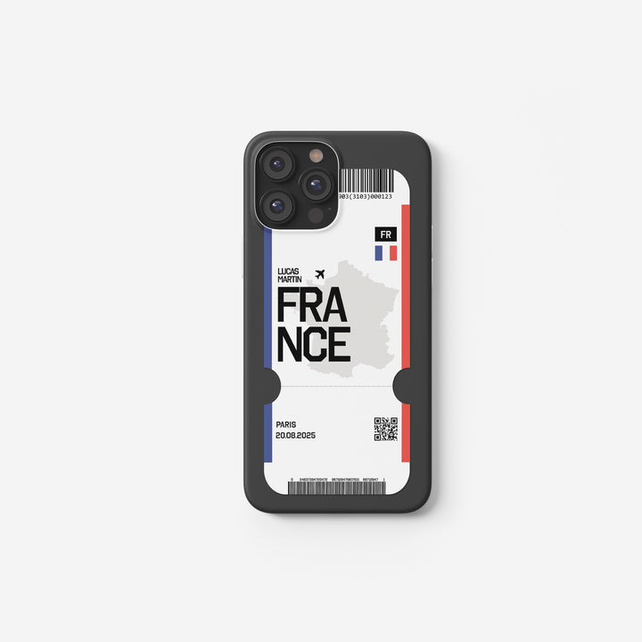 Frankreich Handyhülle im Flugticket-Design