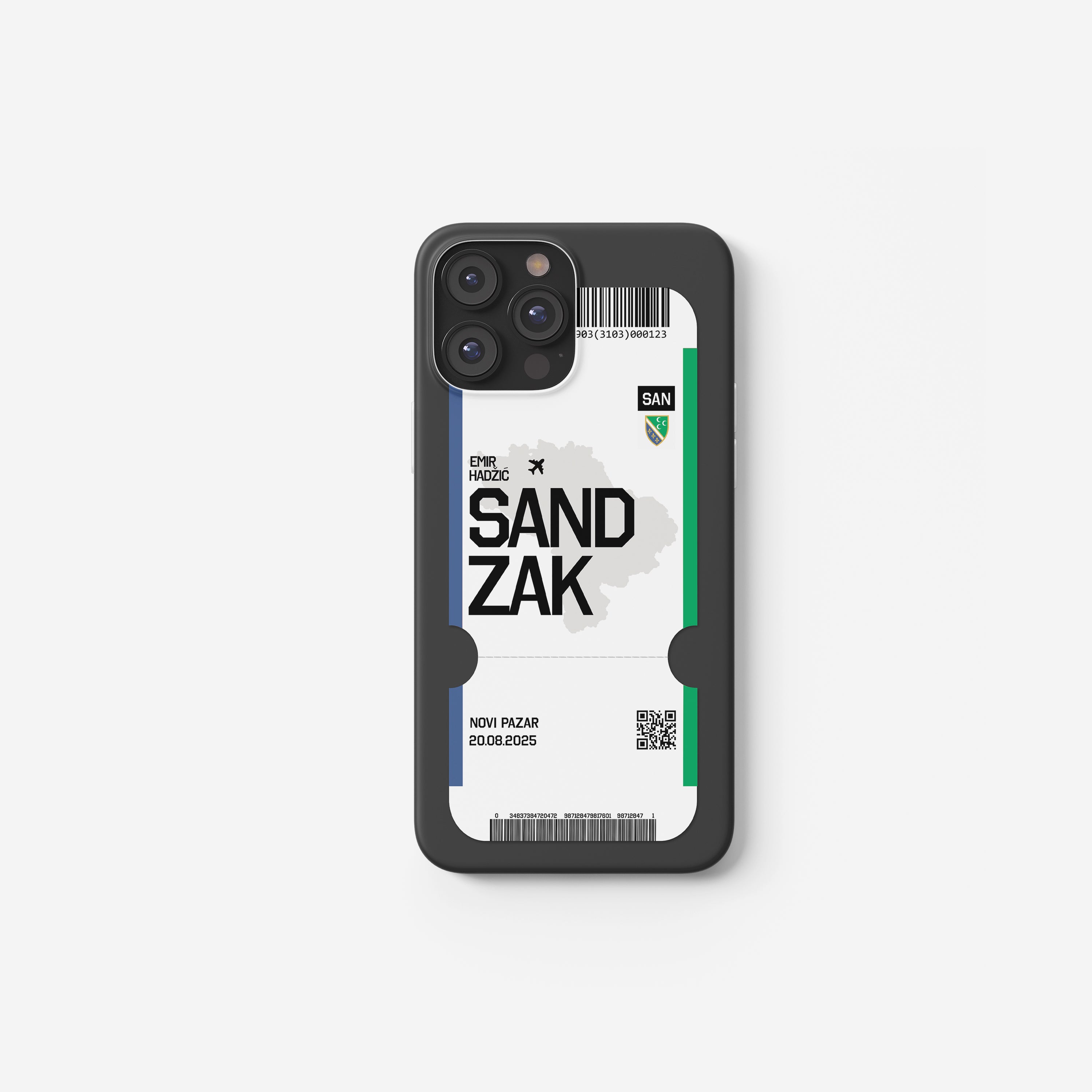 Sandžak Handyhülle im Flugticket-Design