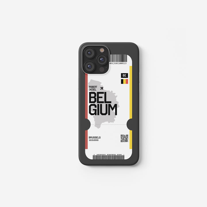 Belgien Handyhülle im Flugticket-Design