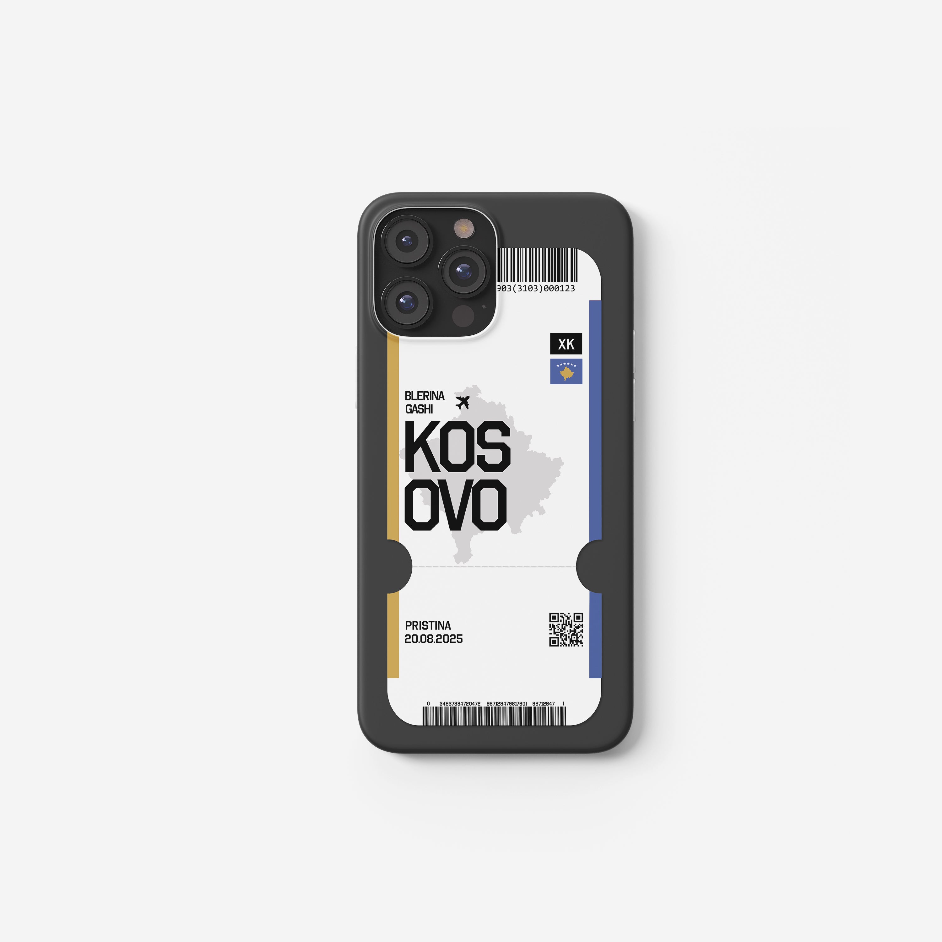 Kosovo Handyhülle im Flugticket-Design