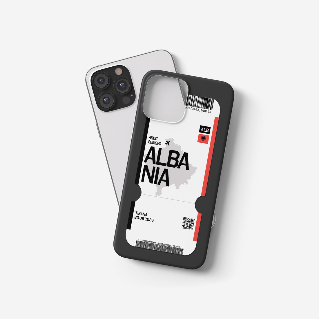 Albanien Handyhülle im Flugticket-Design