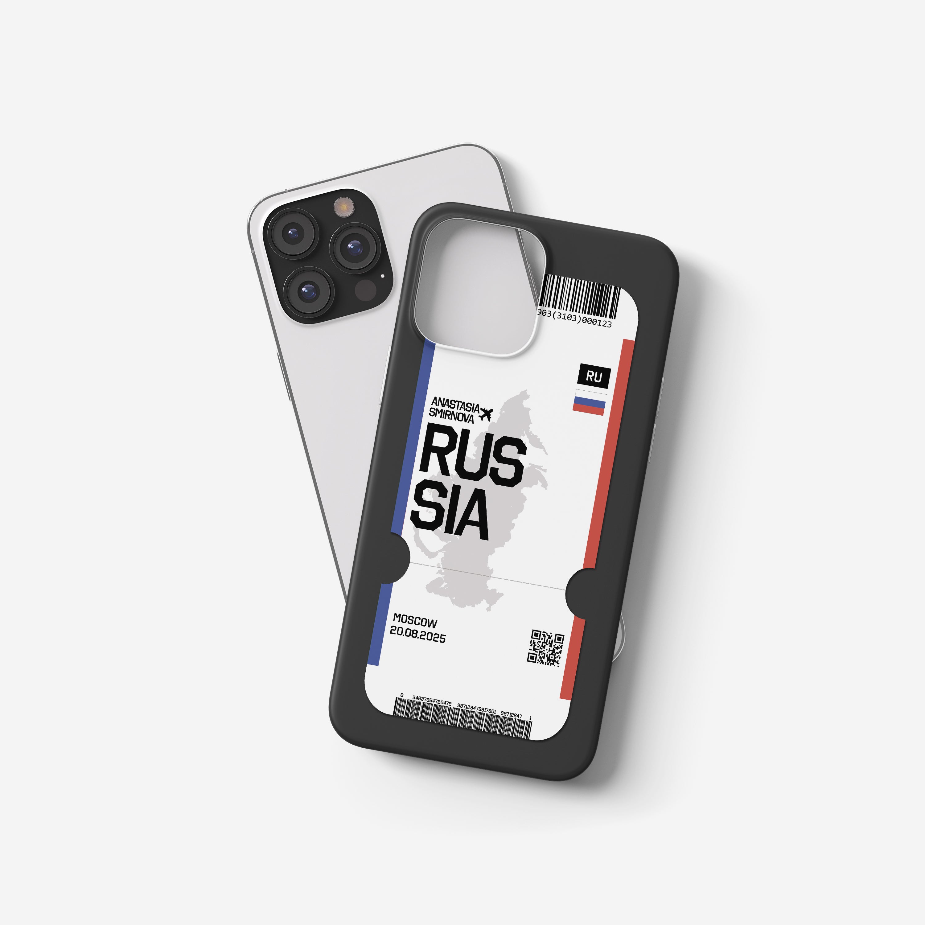 Russland Handyhülle im Flugticket-Design