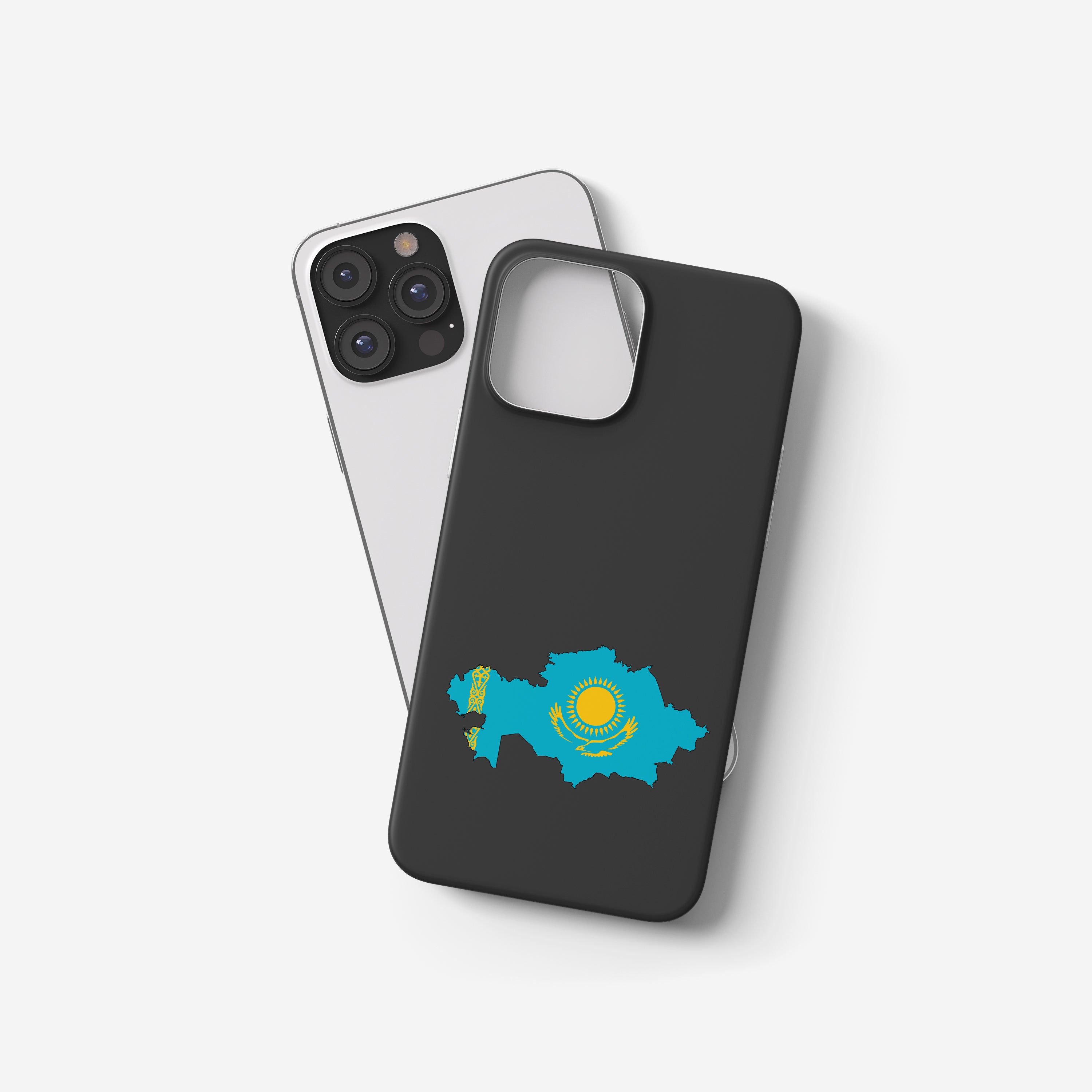 Kasachstan Handyhülle mit Länderkarte & Nationalwappen – personalisierbar