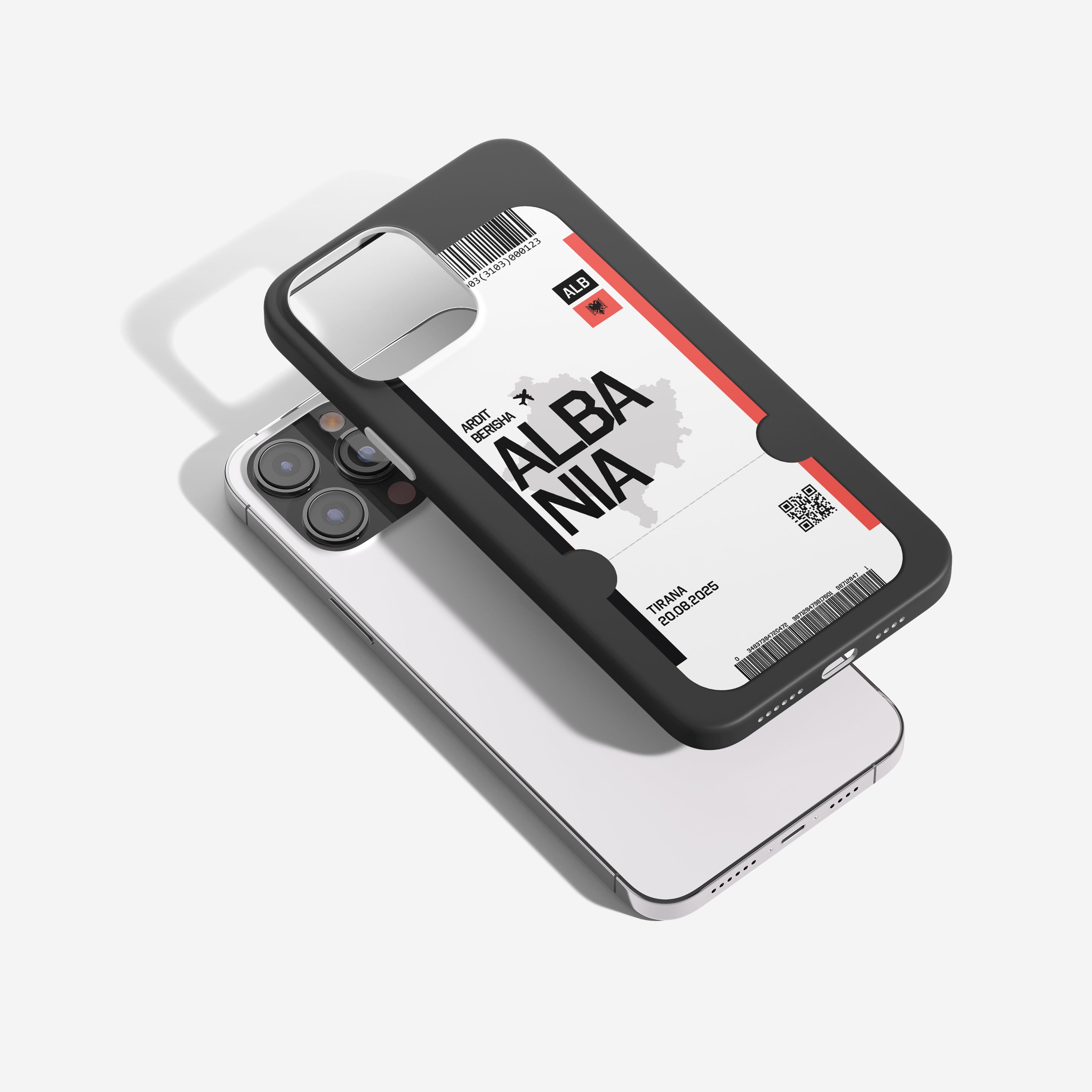 Albanien Handyhülle im Flugticket-Design