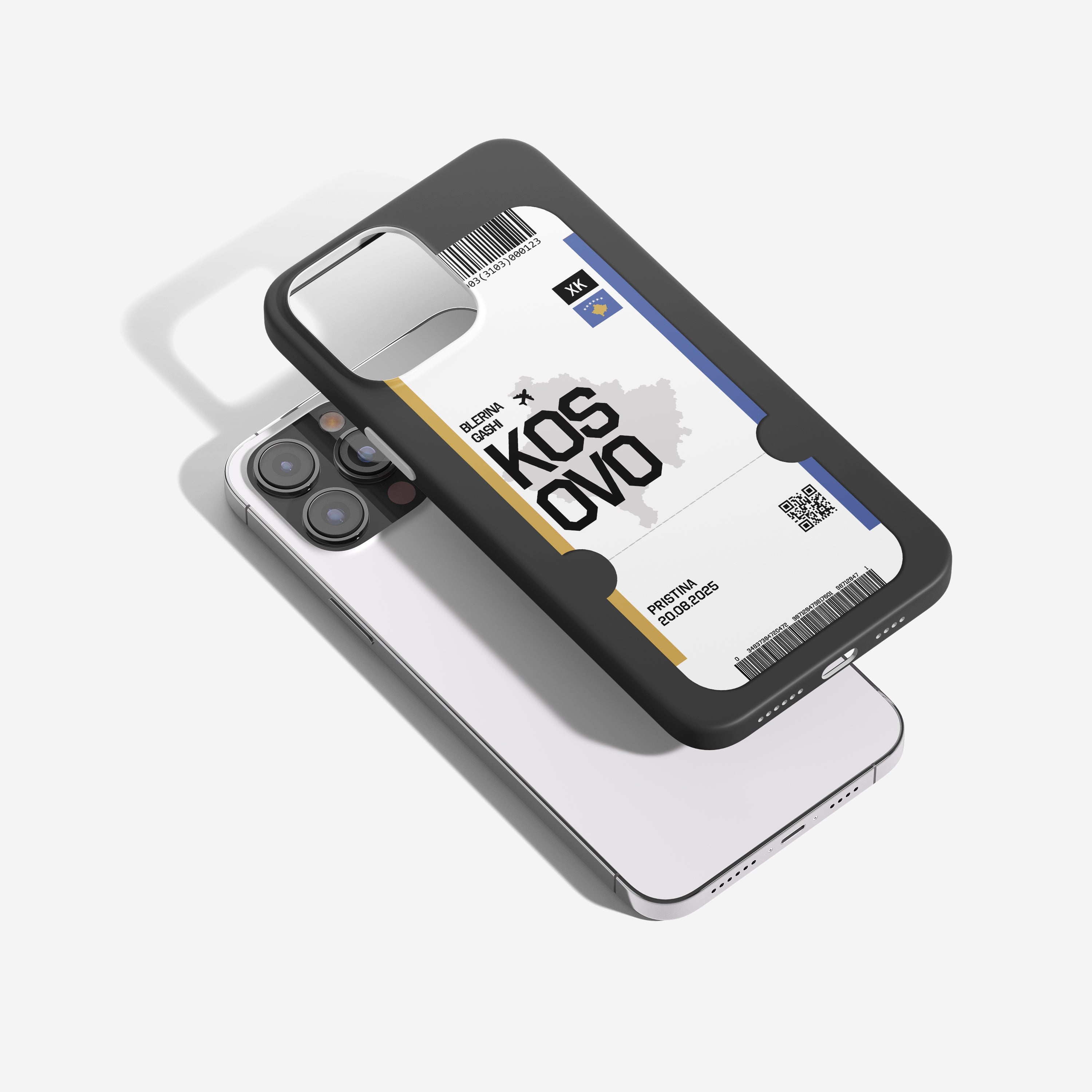 Kosovo Handyhülle im Flugticket-Design