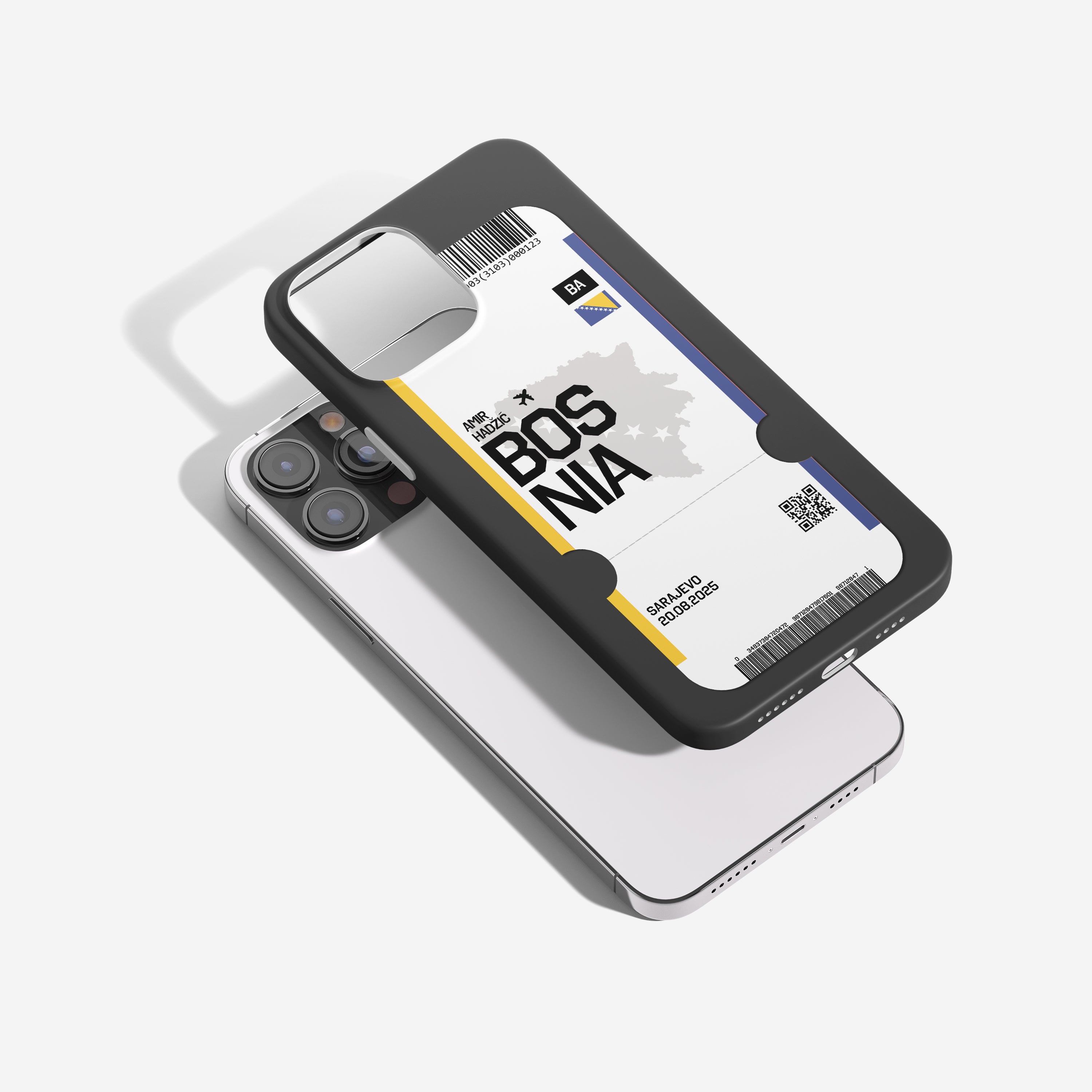 Bosnien Handyhülle im Flugticket-Design