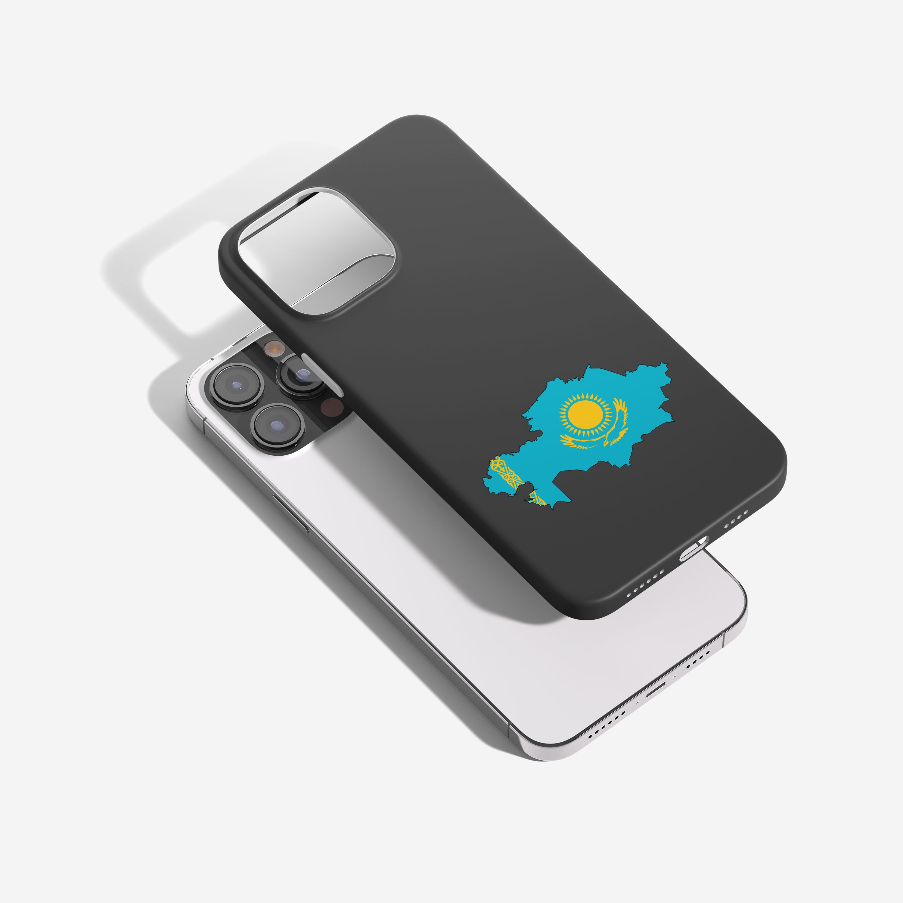 Kasachstan Handyhülle mit Länderkarte & Nationalwappen – personalisierbar