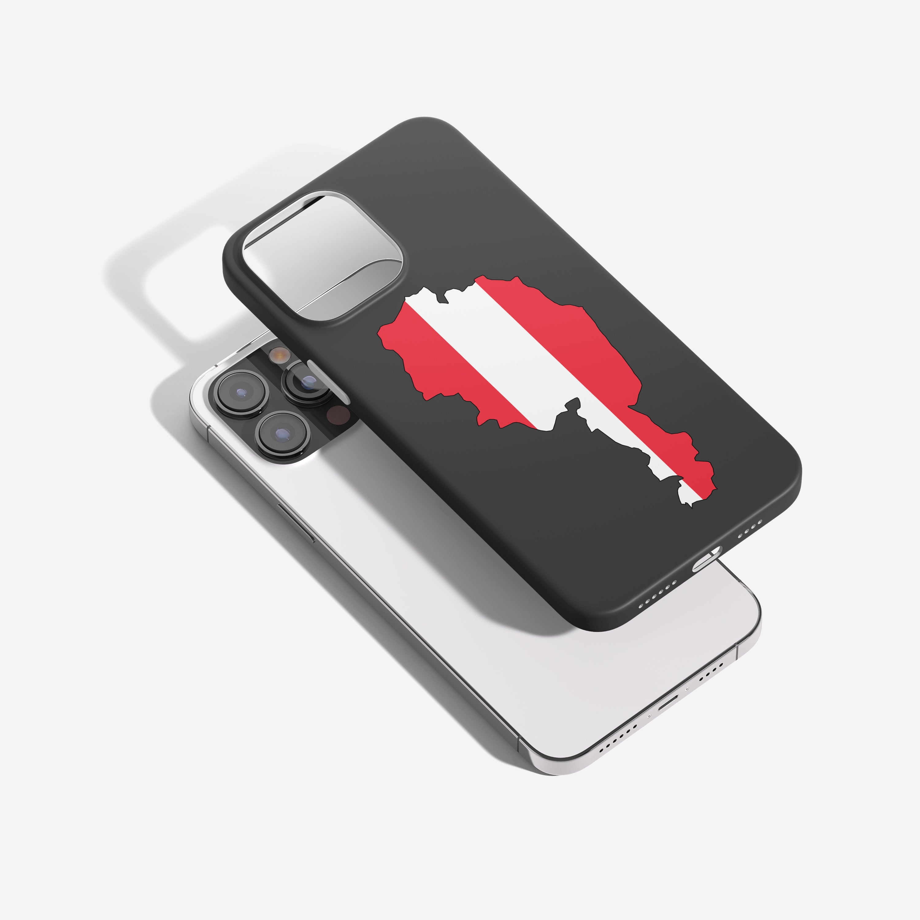 Österreich Handyhülle mit Länderkarte & Nationalwappen – personalisierbar, stilvoll