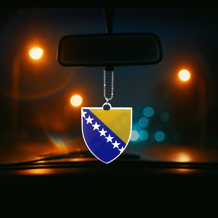 Bosnien Autoanhänger bedruckt aus Acrylglas für Rückspiegel