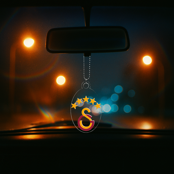 Galatasaray Autoanhänger mit 5 Sternen bedruckt aus Acrylglas für Rückspiegel