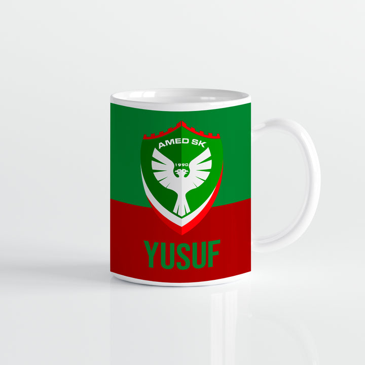 Amedspor Tasse (Rot-Grün) mit Wunschname – Hochwertiger Kaffeebecher mit Vereinslogo
