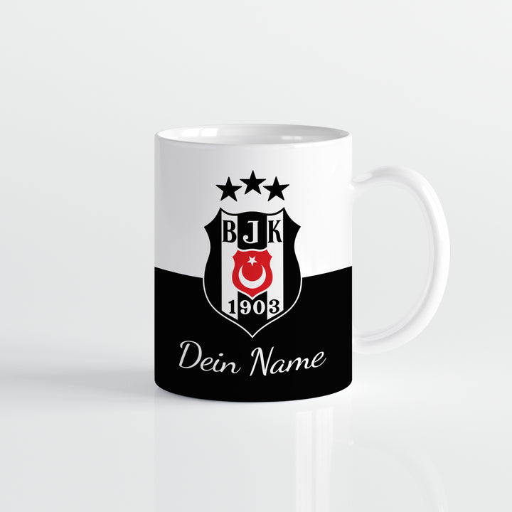 Besiktas Fan Kaffee Tasse aus Keramik Schwarz Weiße Tasse